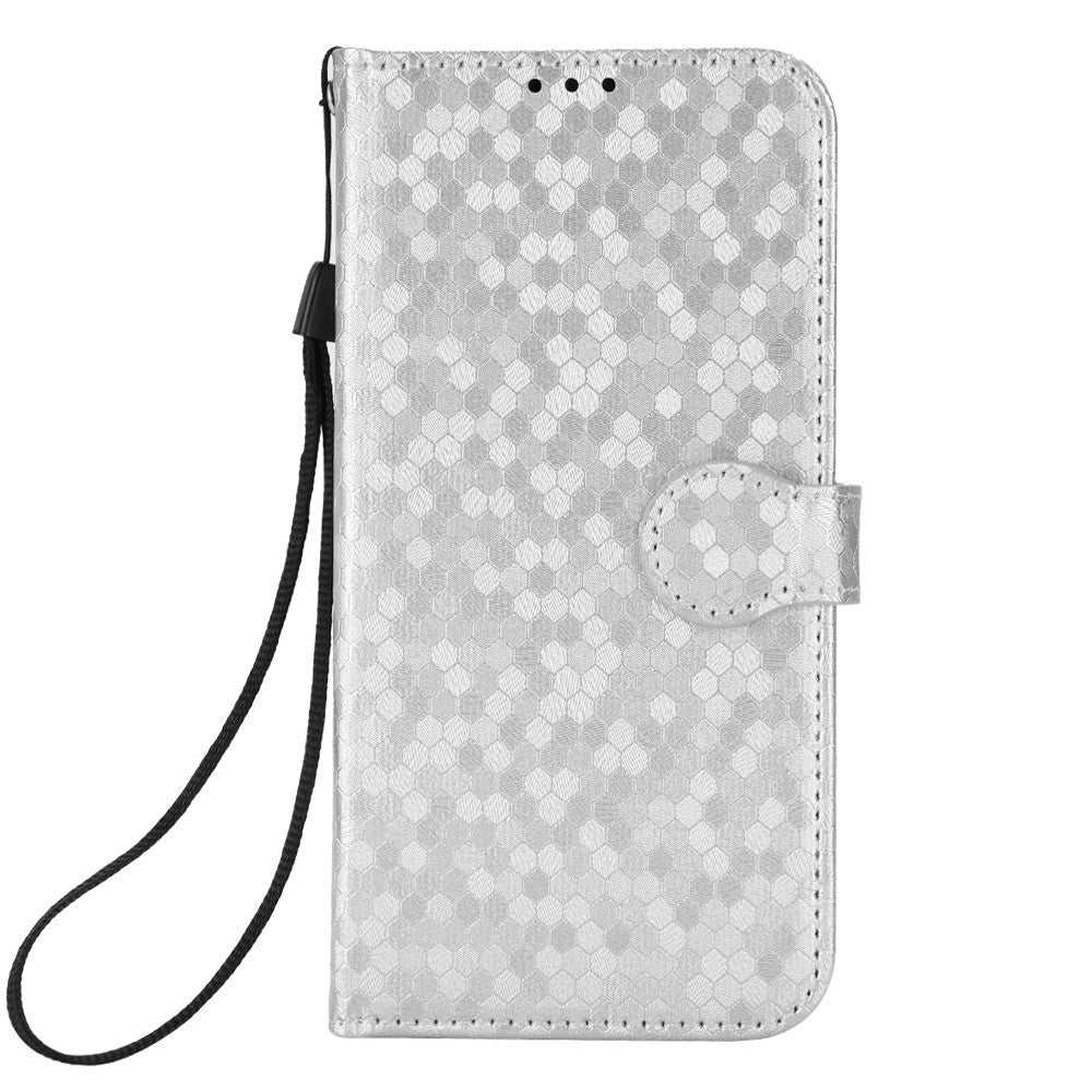 For vivo X300 FE 5G Wallet Case Dot Pattern Imprint PU Leather Phone Cover with Wrist Strap - Silver