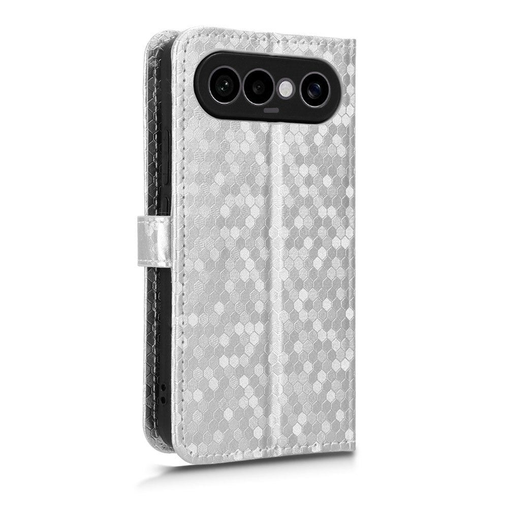For vivo X300 FE 5G Wallet Case Dot Pattern Imprint PU Leather Phone Cover with Wrist Strap - Silver