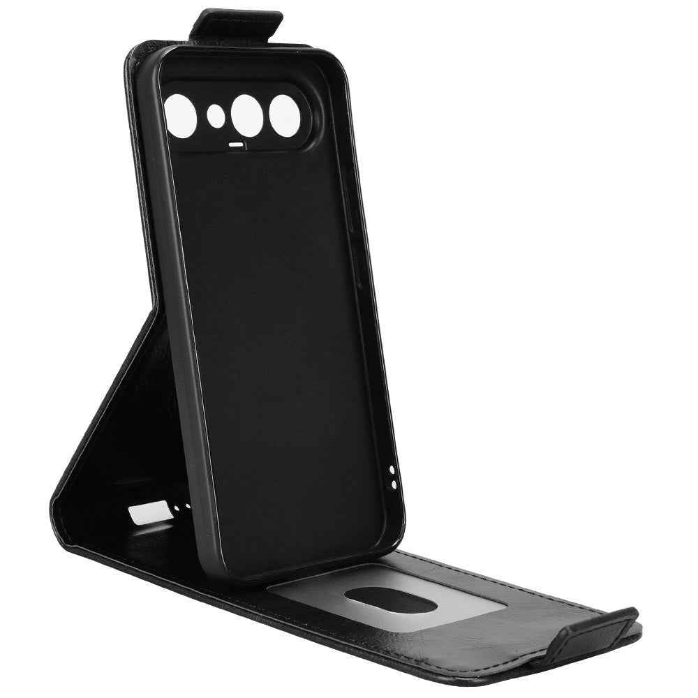 For vivo X300 FE 5G Stand Case Magnetic Clasp Vertical Flip Leather Phone Cover with Card Holder - Black