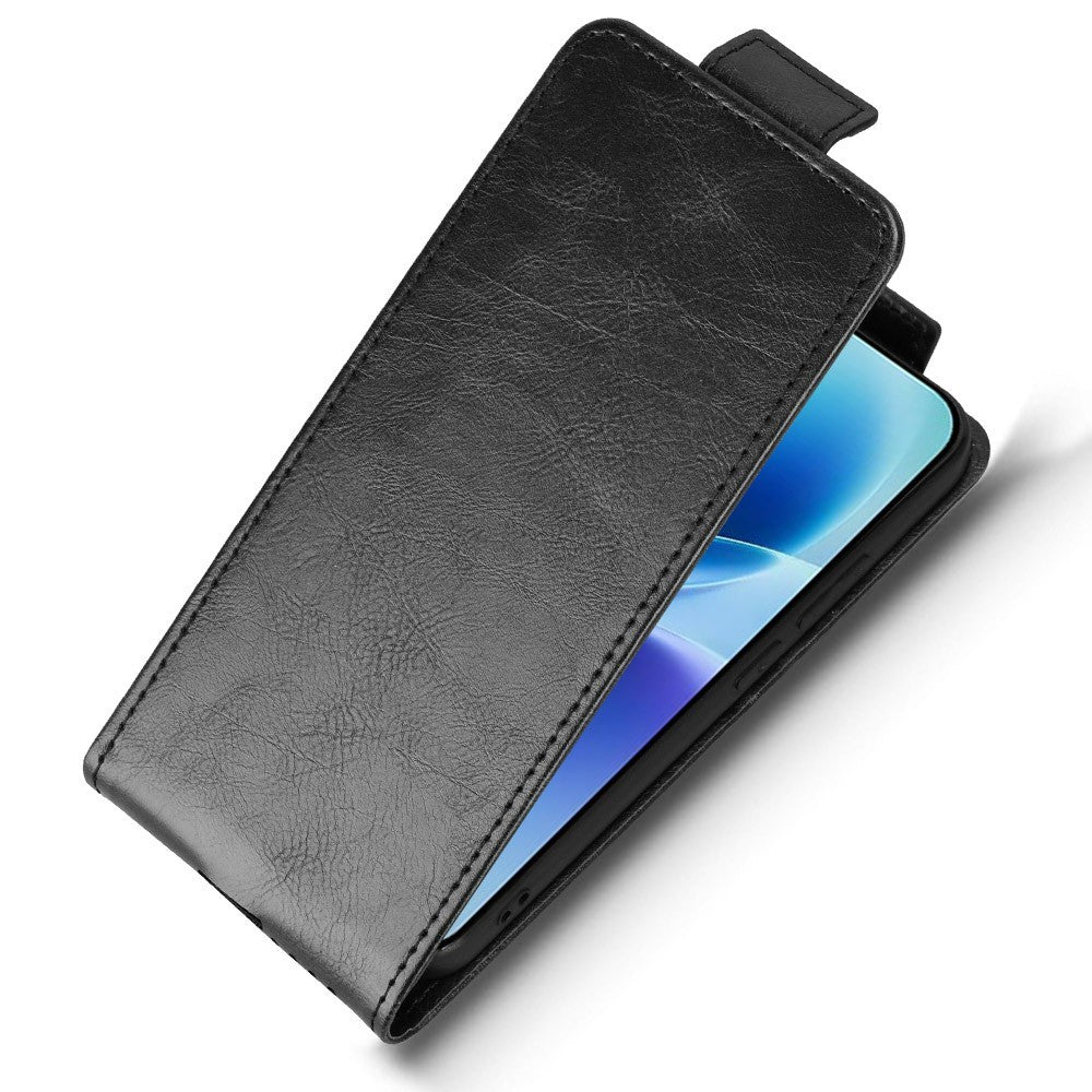 For vivo X300 FE 5G Stand Case Magnetic Clasp Vertical Flip Leather Phone Cover with Card Holder - Black