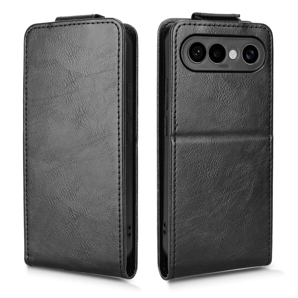 For vivo X300 FE 5G Stand Case Magnetic Clasp Vertical Flip Leather Phone Cover with Card Holder - Black