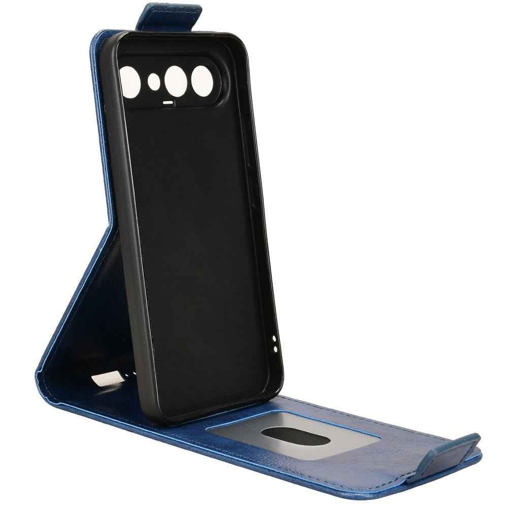 For vivo X300 FE 5G Stand Case Magnetic Clasp Vertical Flip Leather Phone Cover with Card Holder - Dark Blue