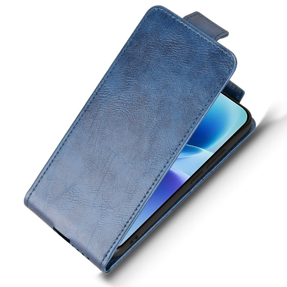 For vivo X300 FE 5G Stand Case Magnetic Clasp Vertical Flip Leather Phone Cover with Card Holder - Dark Blue
