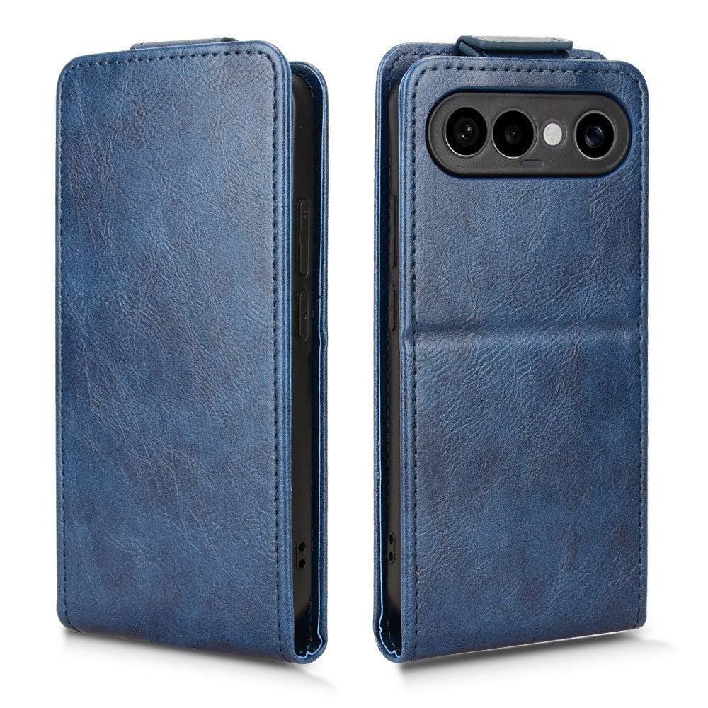For vivo X300 FE 5G Stand Case Magnetic Clasp Vertical Flip Leather Phone Cover with Card Holder - Dark Blue
