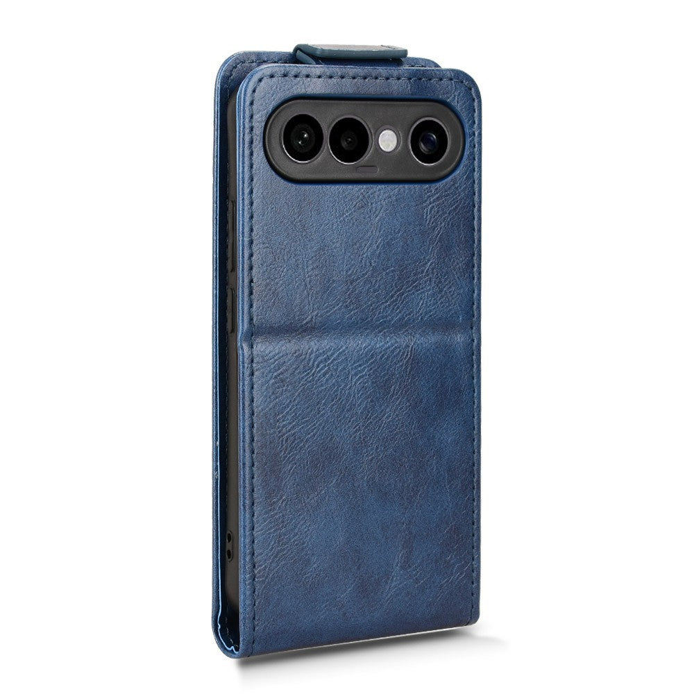 For vivo X300 FE 5G Stand Case Magnetic Clasp Vertical Flip Leather Phone Cover with Card Holder - Dark Blue