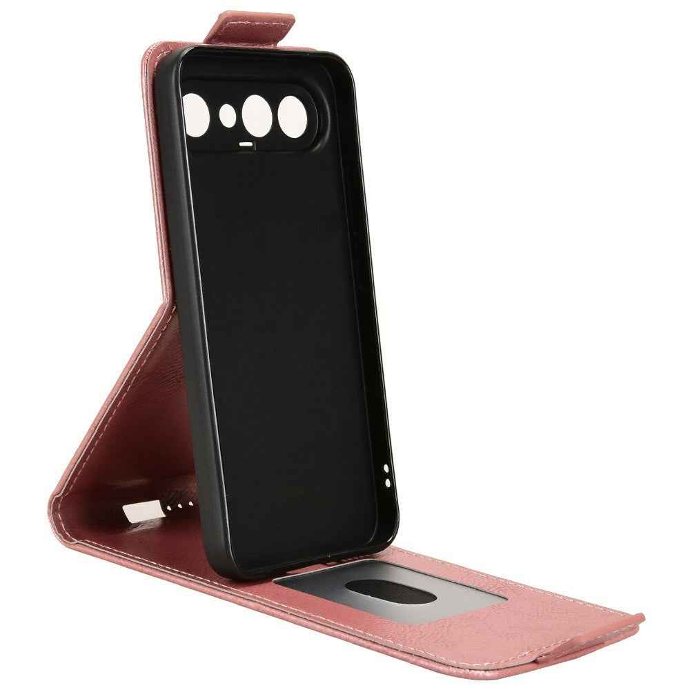 For vivo X300 FE 5G Stand Case Magnetic Clasp Vertical Flip Leather Phone Cover with Card Holder - Rose Gold