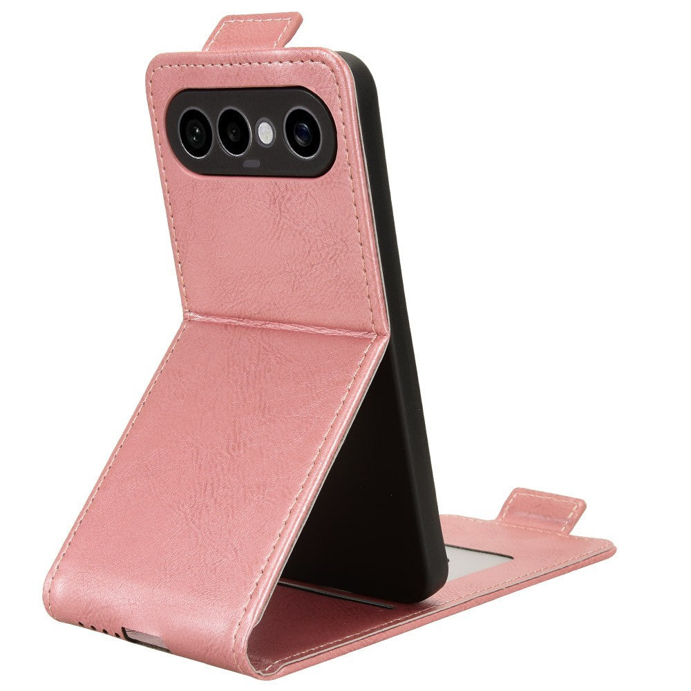 For vivo X300 FE 5G Stand Case Magnetic Clasp Vertical Flip Leather Phone Cover with Card Holder - Rose Gold