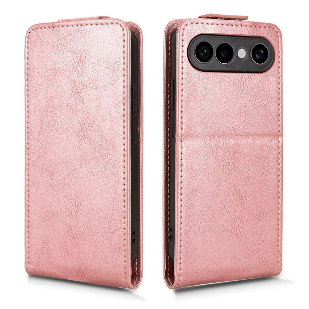 For vivo X300 FE 5G Stand Case Magnetic Clasp Vertical Flip Leather Phone Cover with Card Holder - Rose Gold