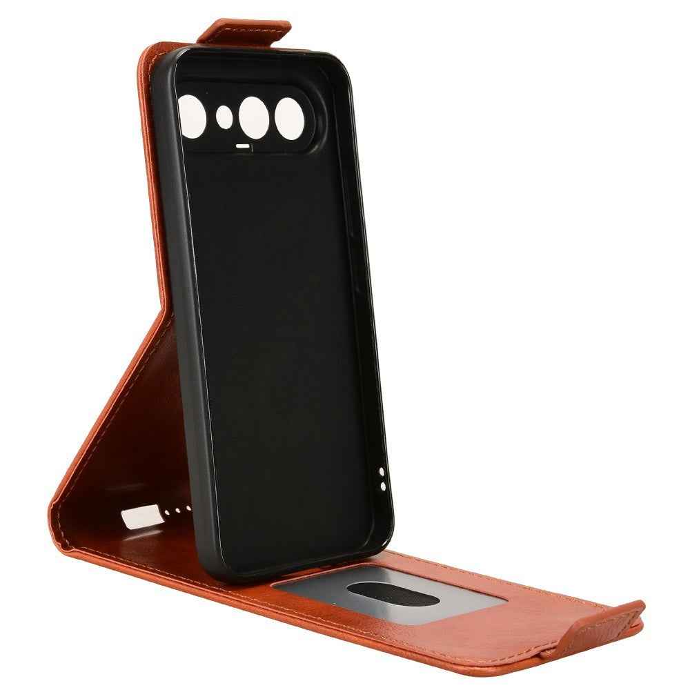 For vivo X300 FE 5G Stand Case Magnetic Clasp Vertical Flip Leather Phone Cover with Card Holder - Orange