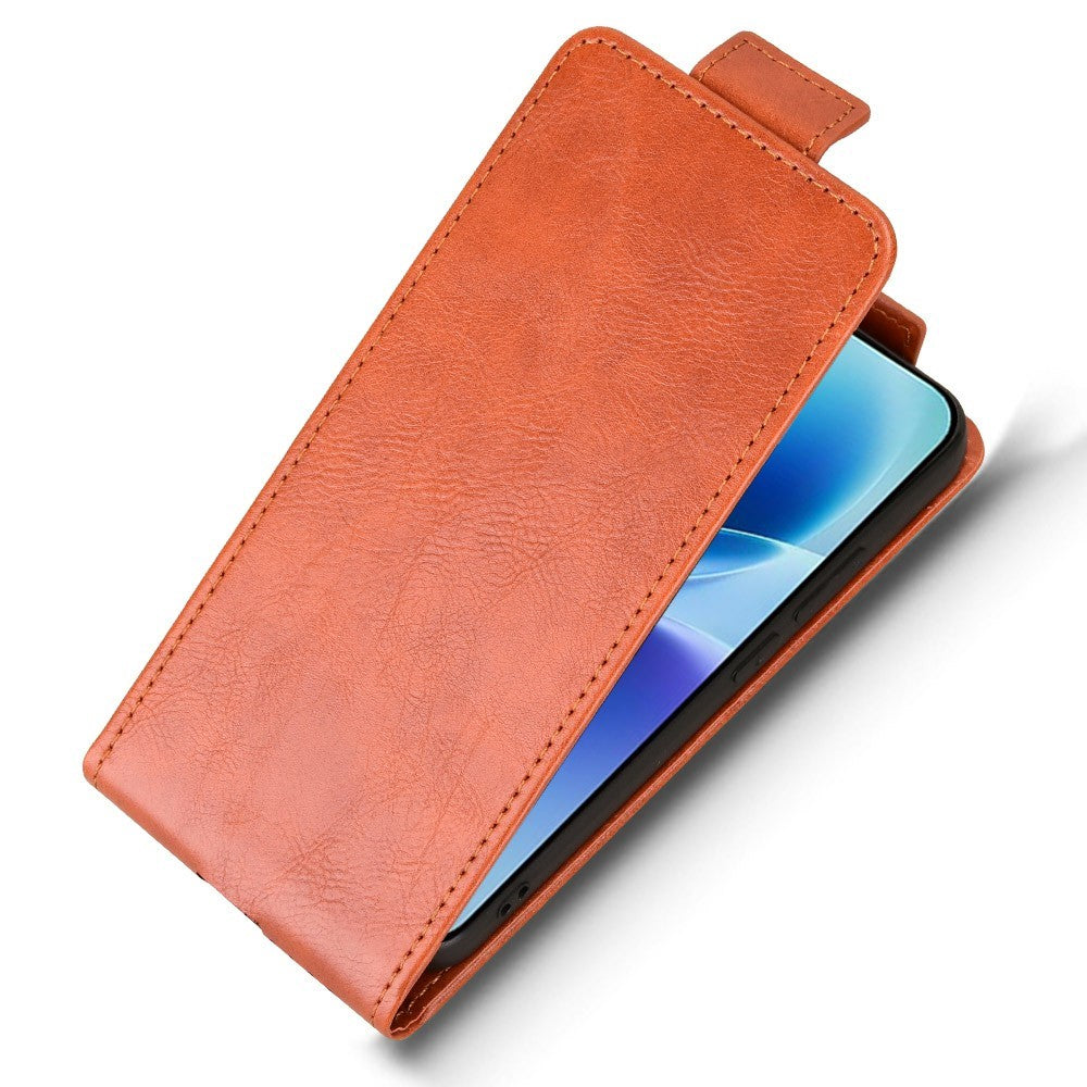 For vivo X300 FE 5G Stand Case Magnetic Clasp Vertical Flip Leather Phone Cover with Card Holder - Orange