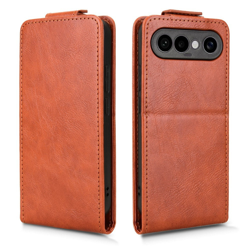 For vivo X300 FE 5G Stand Case Magnetic Clasp Vertical Flip Leather Phone Cover with Card Holder - Orange