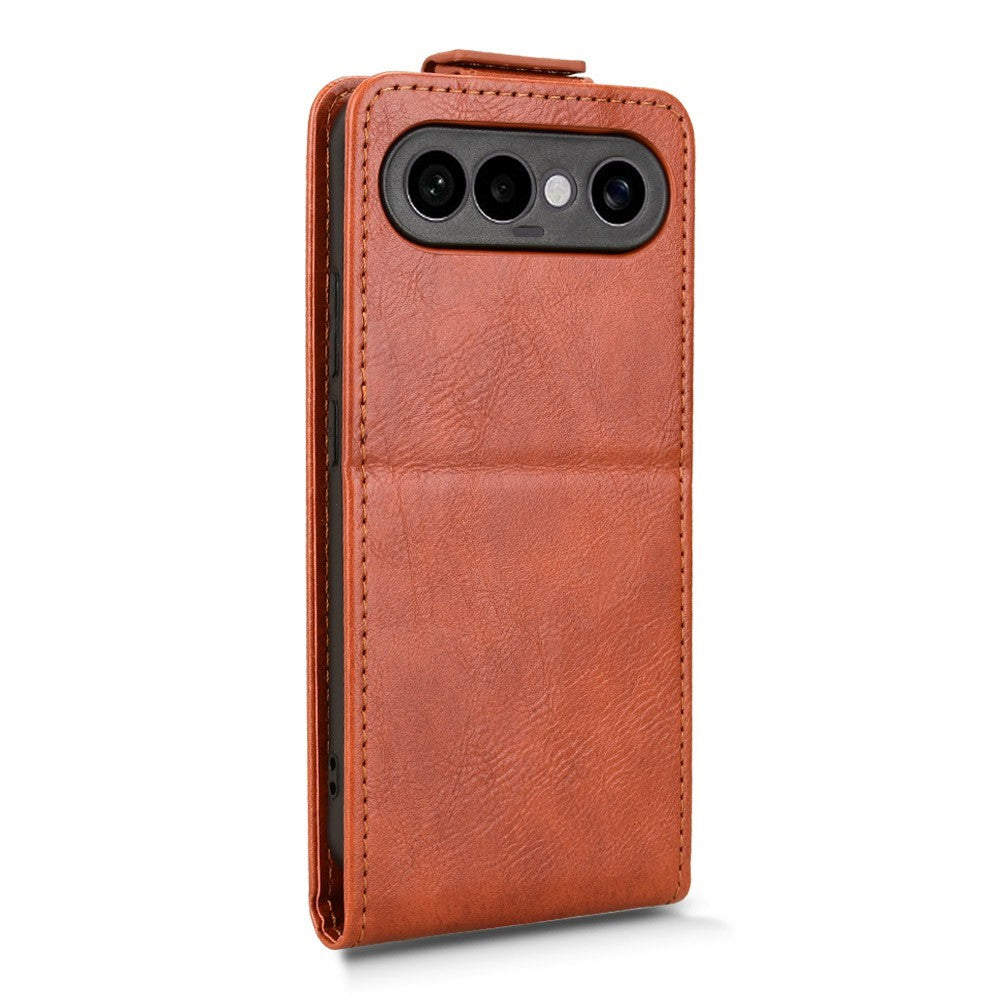 For vivo X300 FE 5G Stand Case Magnetic Clasp Vertical Flip Leather Phone Cover with Card Holder - Orange
