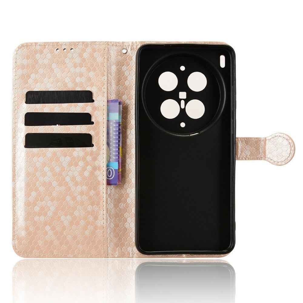 For vivo X300 Ultra 5G Wallet Case Dot Pattern Imprint PU Leather Phone Cover with Wrist Strap - Rose Gold