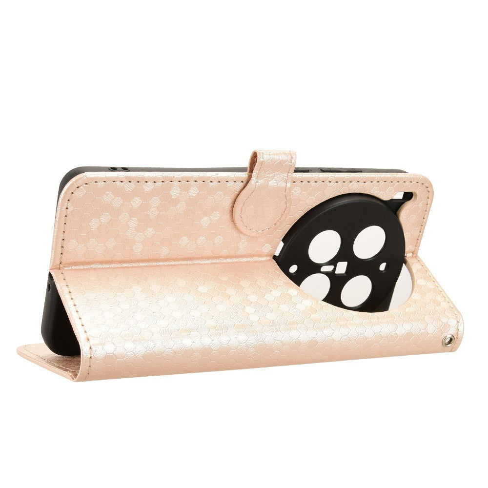 For vivo X300 Ultra 5G Wallet Case Dot Pattern Imprint PU Leather Phone Cover with Wrist Strap - Rose Gold