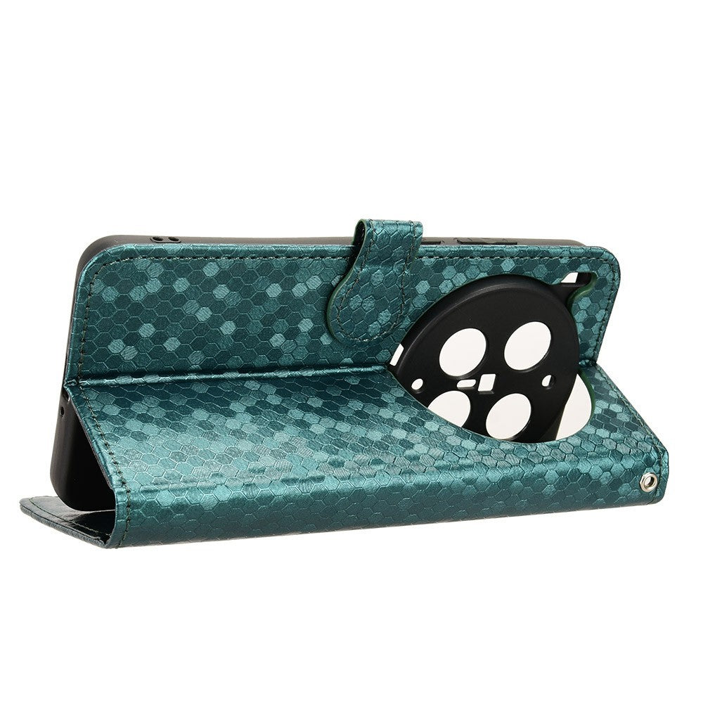 For vivo X300 Ultra 5G Wallet Case Dot Pattern Imprint PU Leather Phone Cover with Wrist Strap - Green