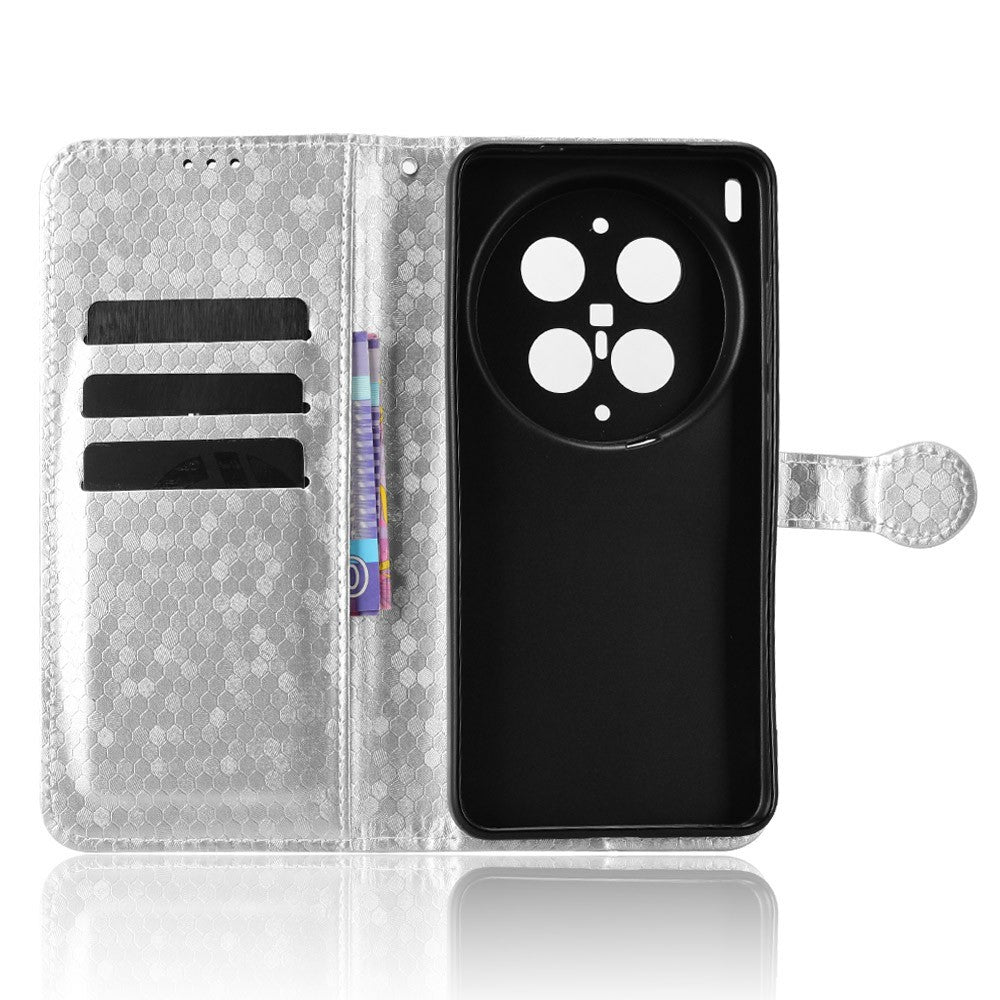 For vivo X300 Ultra 5G Wallet Case Dot Pattern Imprint PU Leather Phone Cover with Wrist Strap - Silver