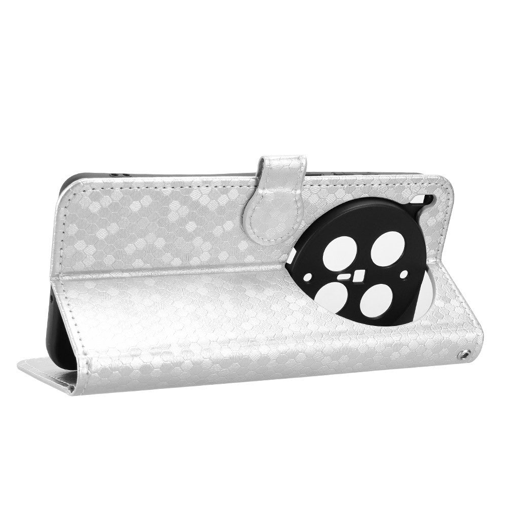 For vivo X300 Ultra 5G Wallet Case Dot Pattern Imprint PU Leather Phone Cover with Wrist Strap - Silver
