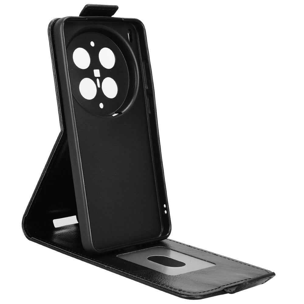 For vivo X300 Ultra 5G Stand Case Magnetic Clasp Vertical Flip Leather Phone Cover with Card Holder - Black