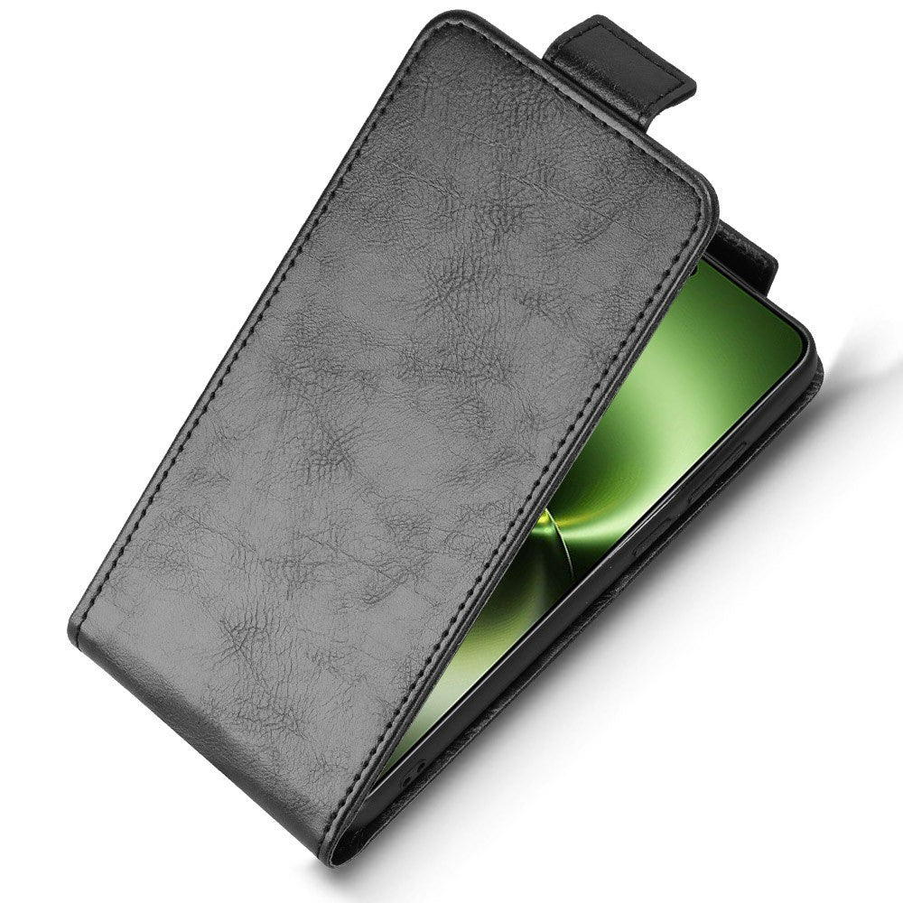 For vivo X300 Ultra 5G Stand Case Magnetic Clasp Vertical Flip Leather Phone Cover with Card Holder - Black