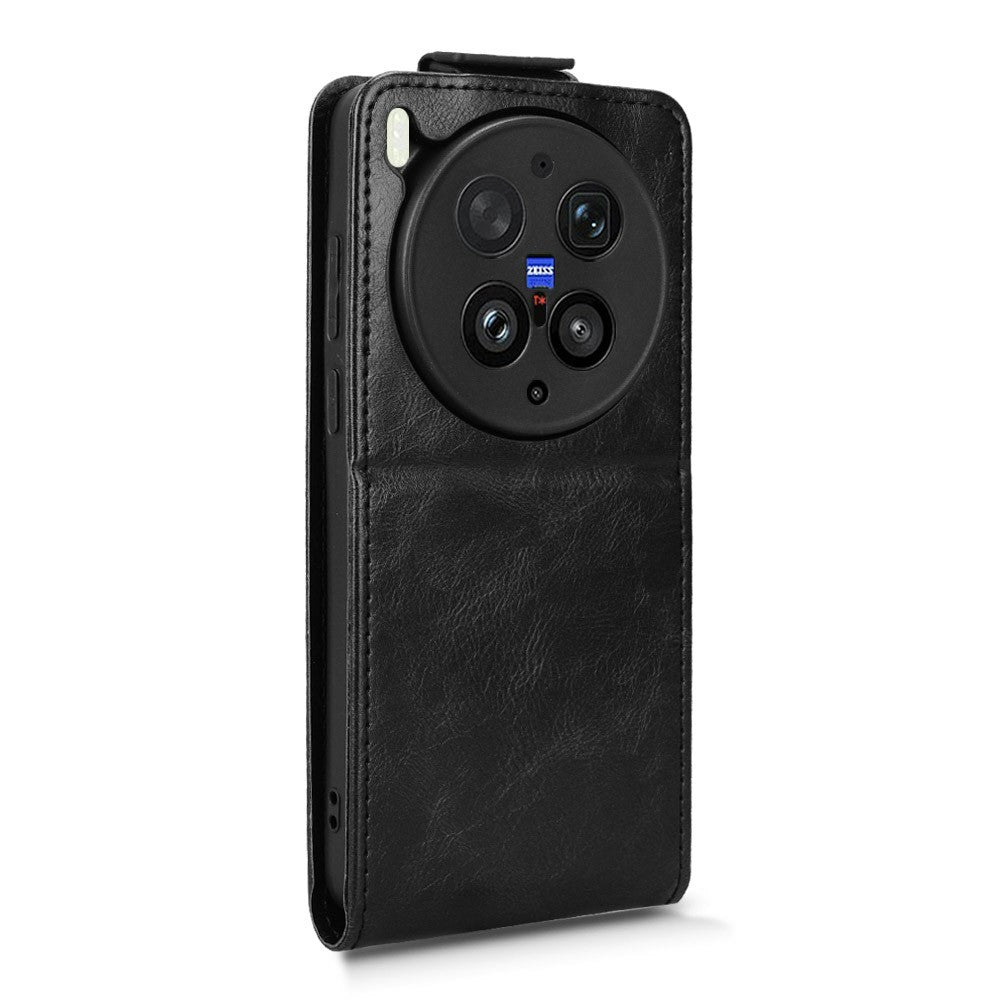 For vivo X300 Ultra 5G Stand Case Magnetic Clasp Vertical Flip Leather Phone Cover with Card Holder - Black