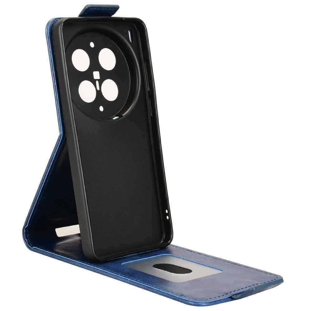 For vivo X300 Ultra 5G Stand Case Magnetic Clasp Vertical Flip Leather Phone Cover with Card Holder - Dark Blue