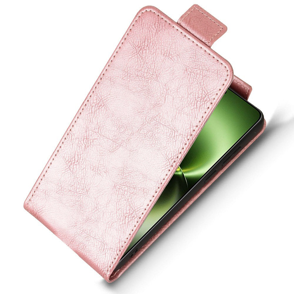 For vivo X300 Ultra 5G Stand Case Magnetic Clasp Vertical Flip Leather Phone Cover with Card Holder - Rose Gold