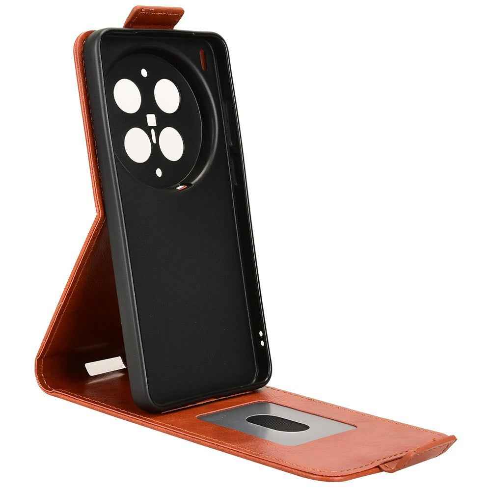 For vivo X300 Ultra 5G Stand Case Magnetic Clasp Vertical Flip Leather Phone Cover with Card Holder - Orange