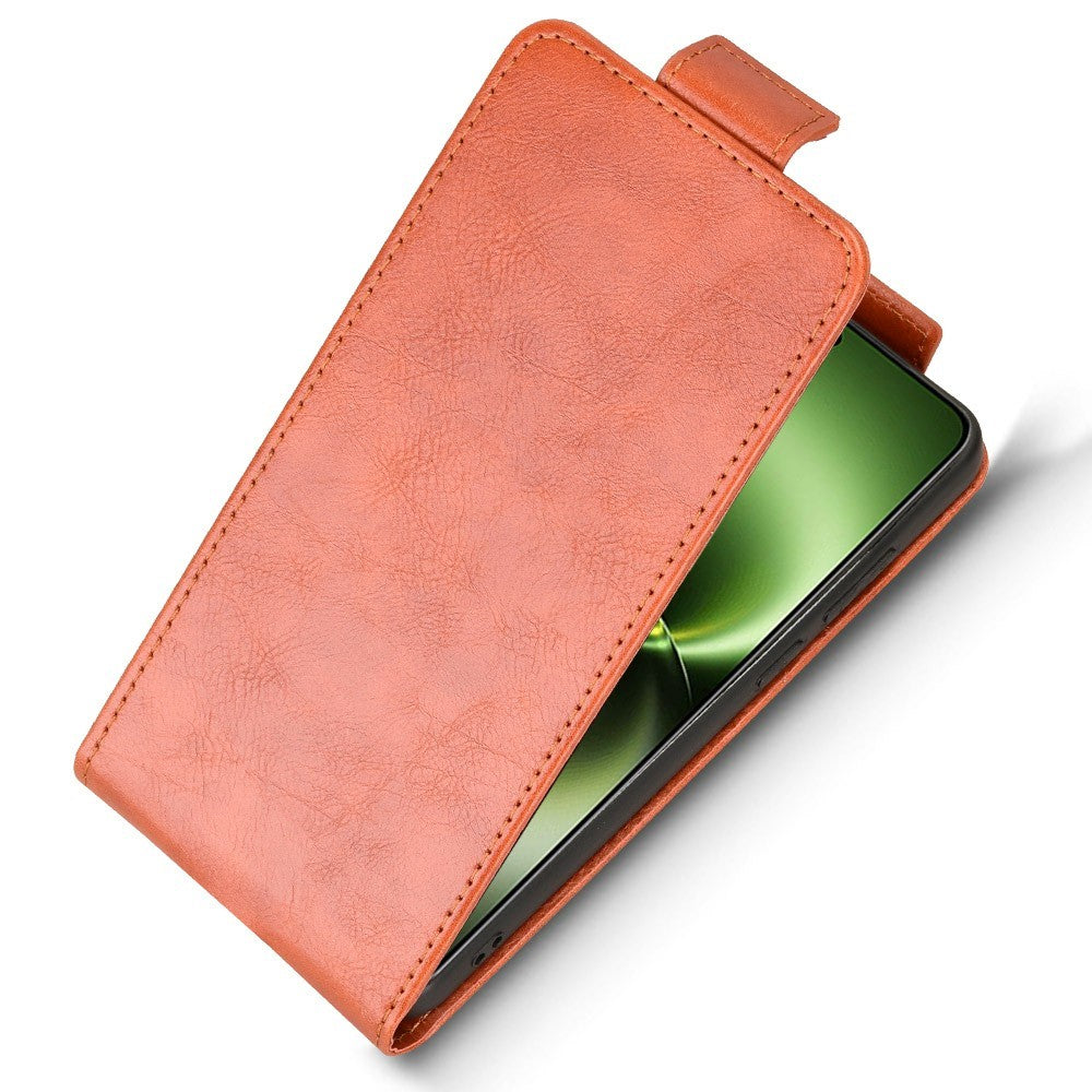 For vivo X300 Ultra 5G Stand Case Magnetic Clasp Vertical Flip Leather Phone Cover with Card Holder - Orange