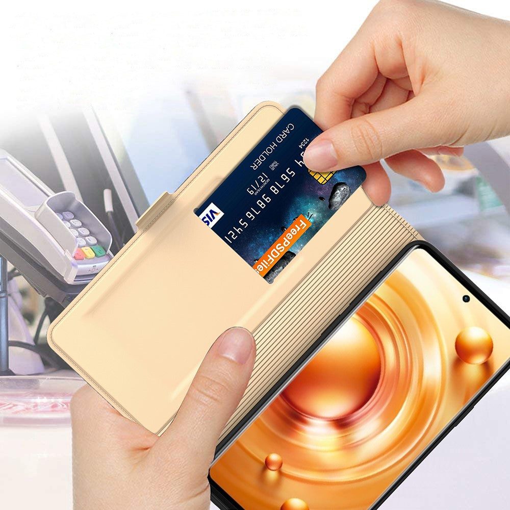 For vivo X300 Ultra 5G Case Shockproof TPU Inner Shell Leather Phone Cover Card Slot - Gold
