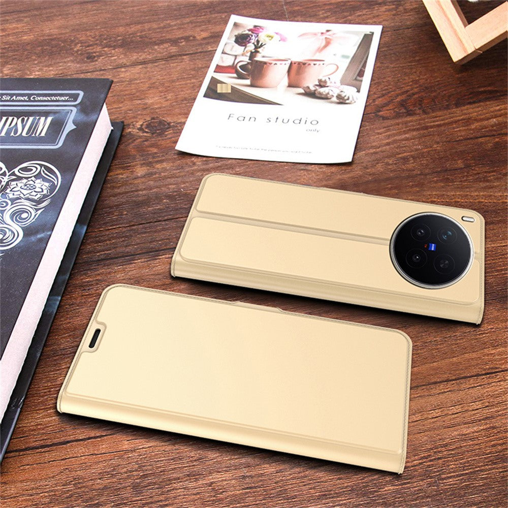 For vivo X300 Ultra 5G Case Shockproof TPU Inner Shell Leather Phone Cover Card Slot - Gold