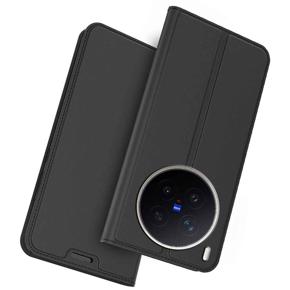 For vivo X300 Ultra 5G Case PU Leather Phone Cover with Card Holder Stand - Black