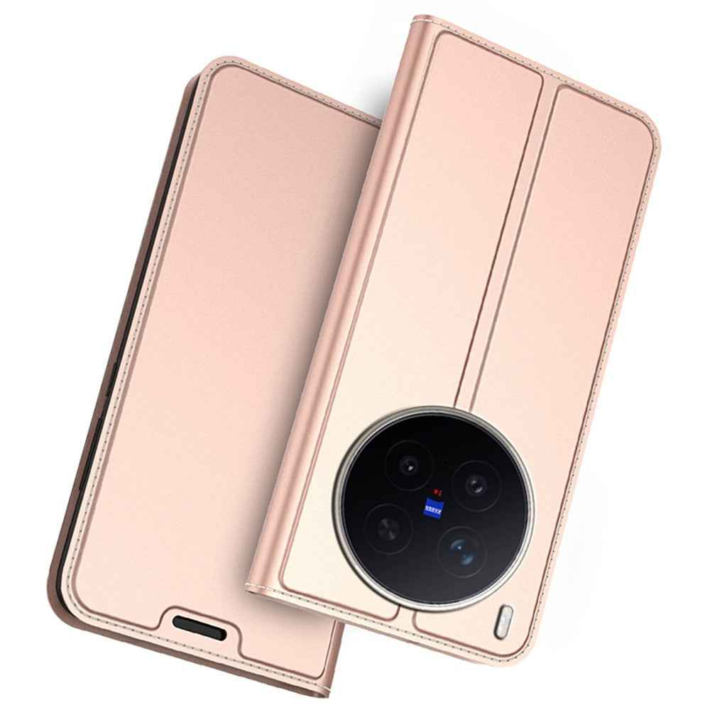For vivo X300 Ultra 5G Case PU Leather Phone Cover with Card Holder Stand - Rose Gold