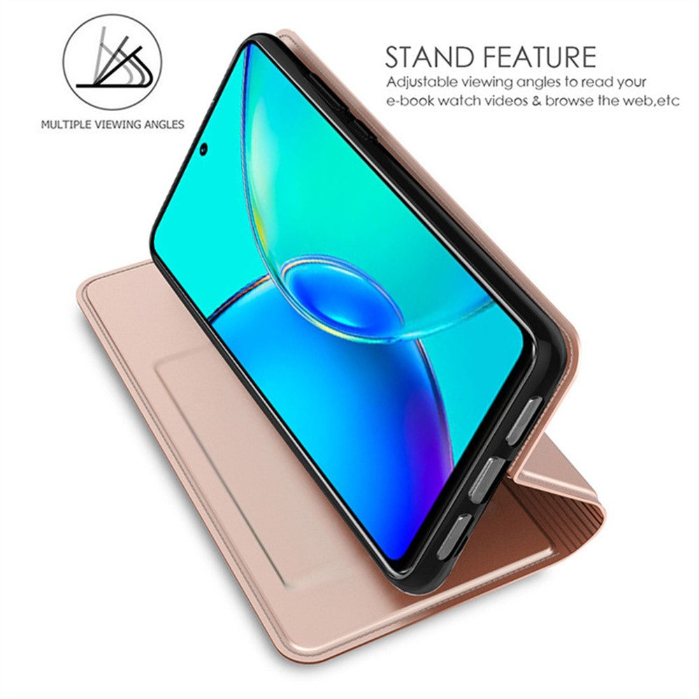 For vivo X300 Ultra 5G Case PU Leather Phone Cover with Card Holder Stand - Rose Gold