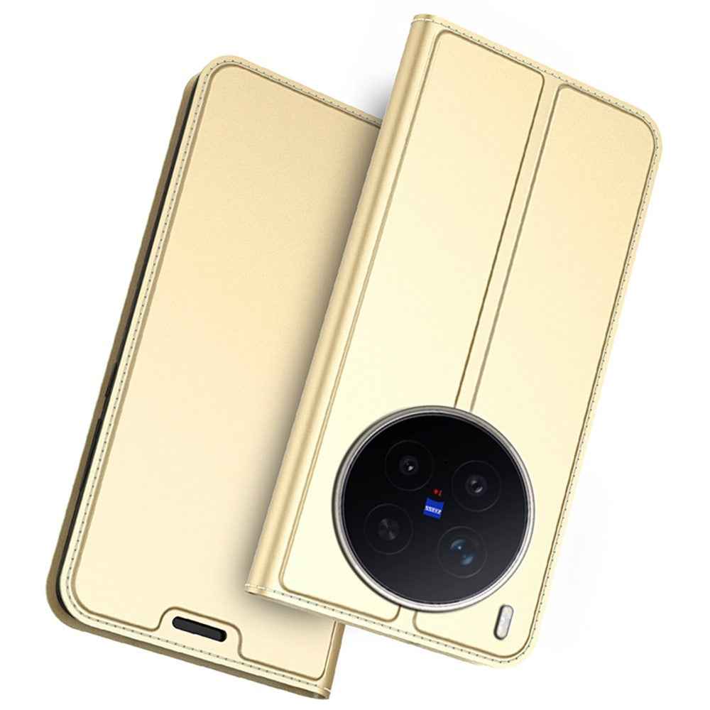 For vivo X300 Ultra 5G Case PU Leather Phone Cover with Card Holder Stand - Gold