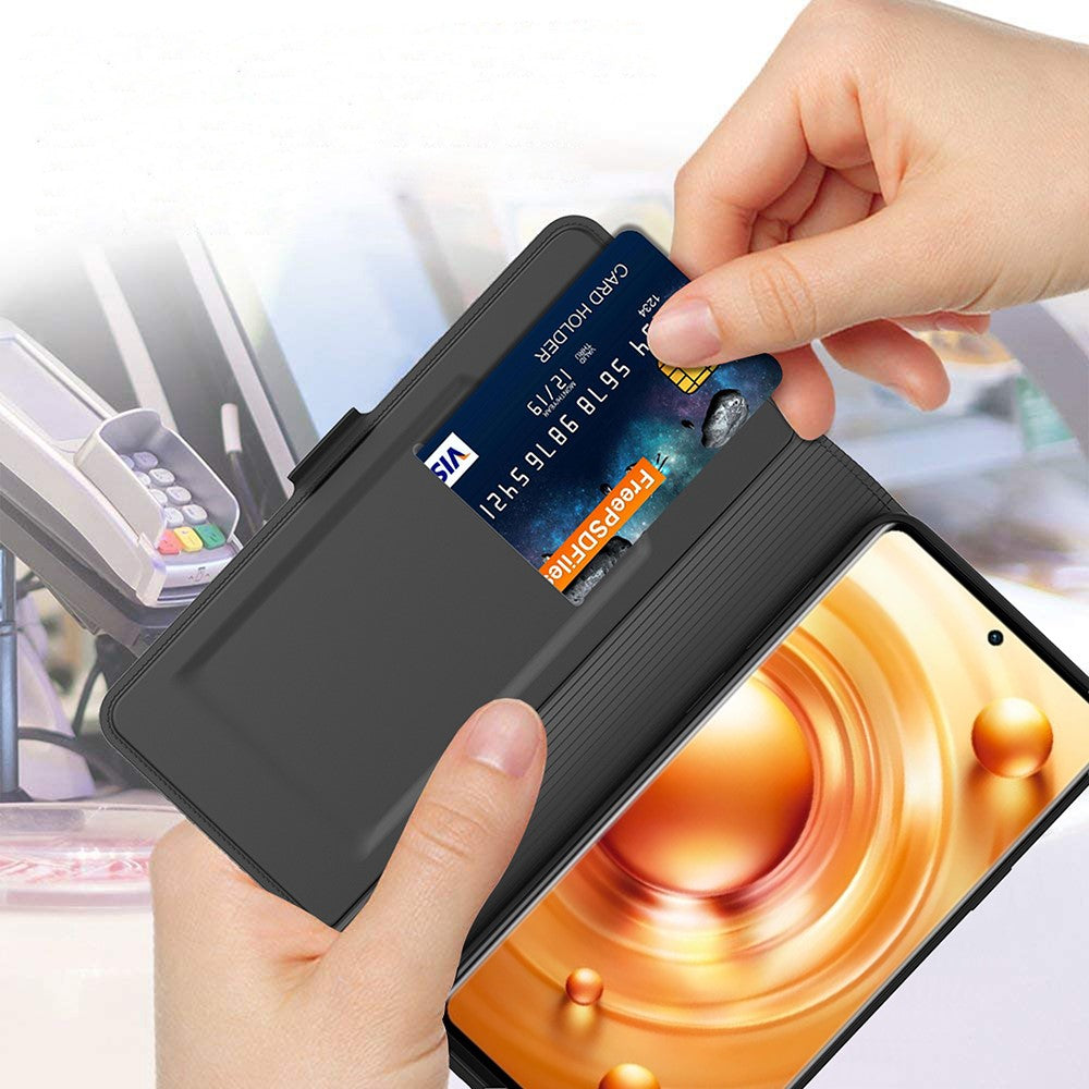 For vivo X300s 5G Case Shockproof TPU Inner Shell Leather Phone Cover Card Slot - Black