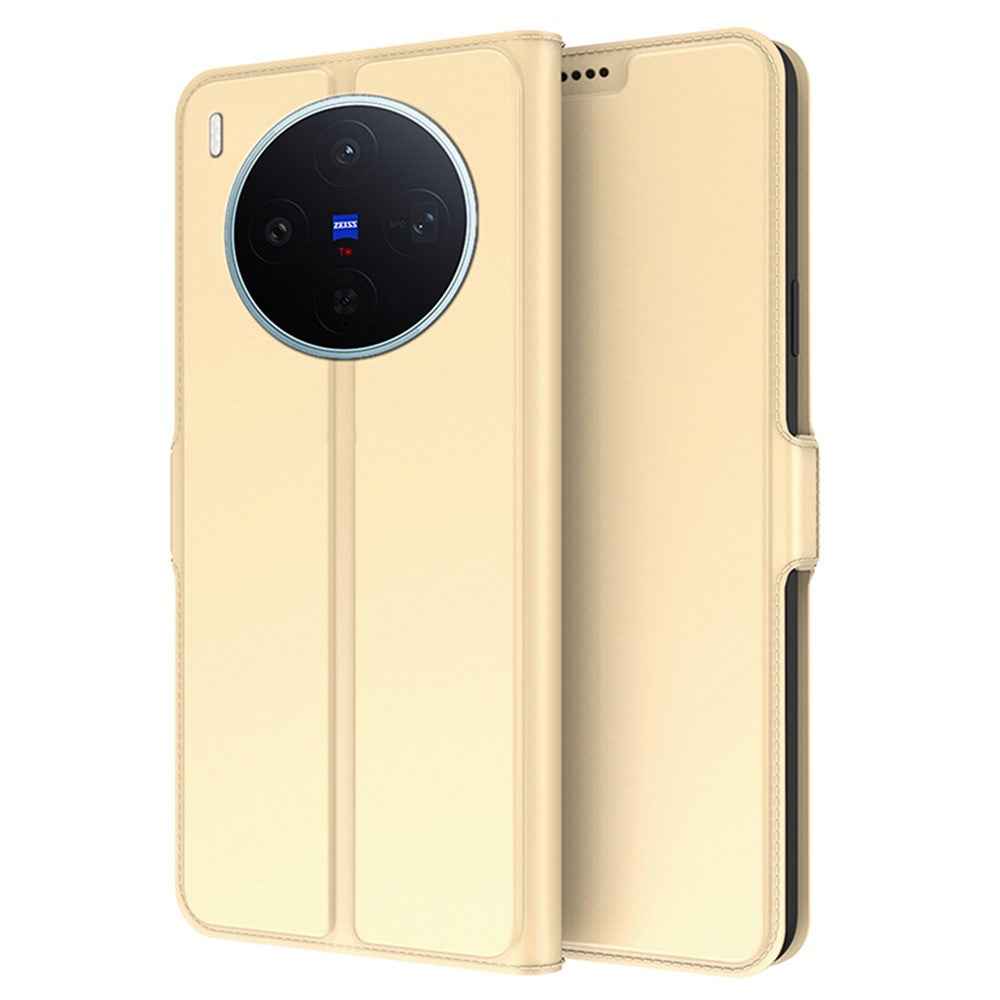 For vivo X300s 5G Case Shockproof TPU Inner Shell Leather Phone Cover Card Slot - Gold