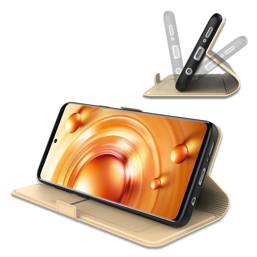 For vivo X300s 5G Case Shockproof TPU Inner Shell Leather Phone Cover Card Slot - Gold