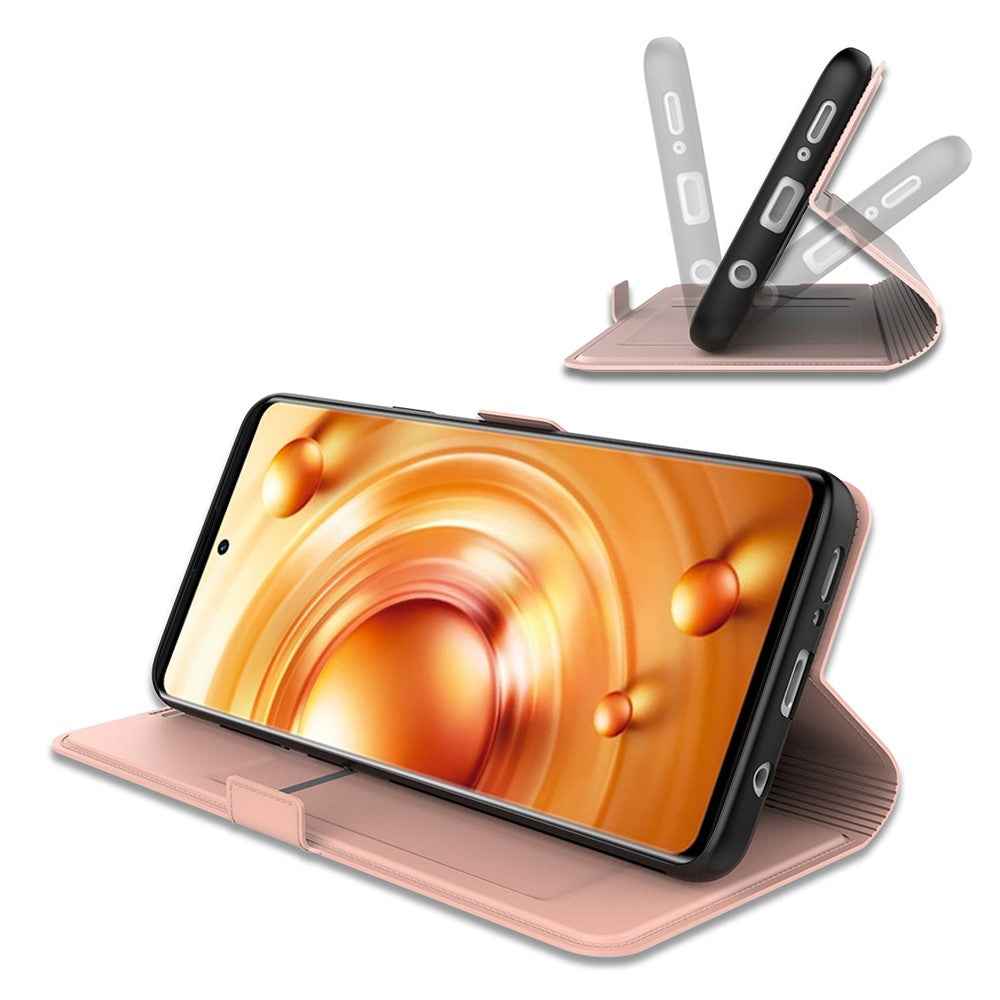 For vivo X300s 5G Case Shockproof TPU Inner Shell Leather Phone Cover Card Slot - Rose Gold
