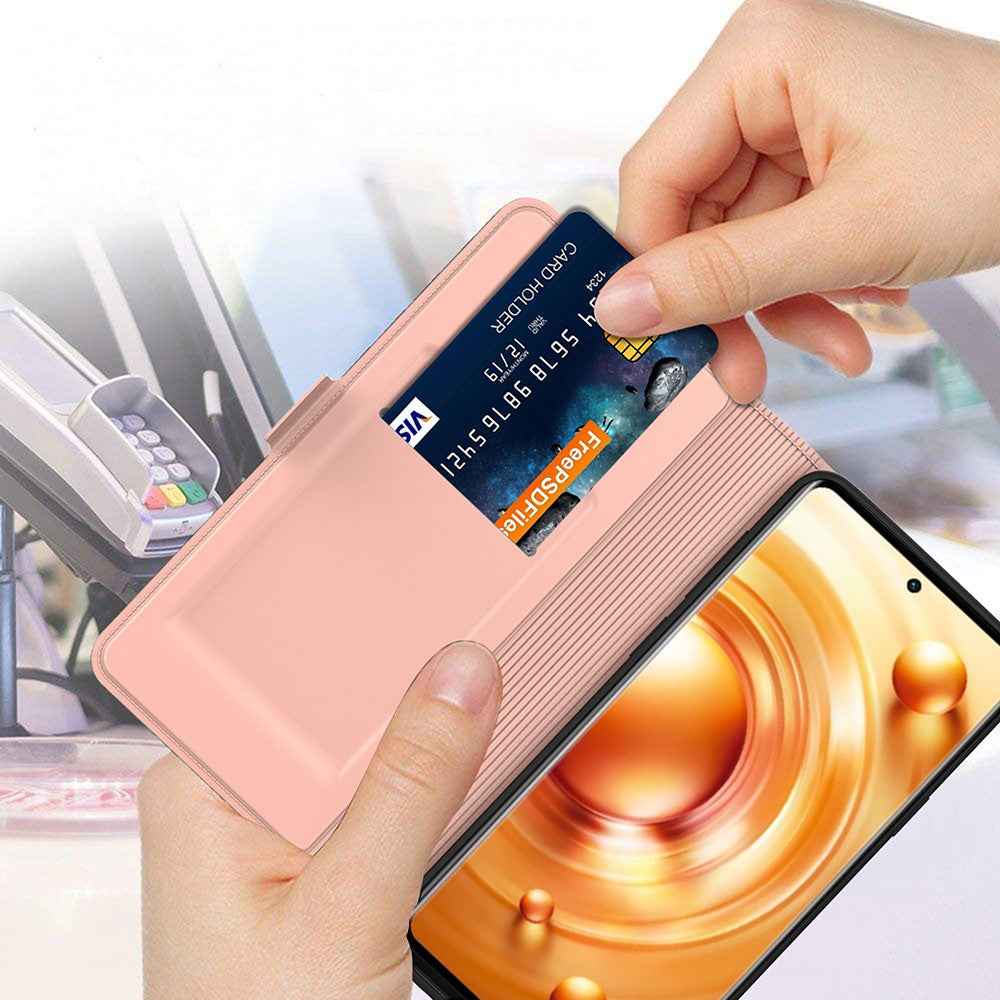 For vivo X300s 5G Case Shockproof TPU Inner Shell Leather Phone Cover Card Slot - Rose Gold