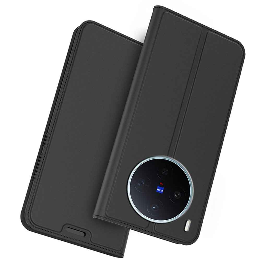For vivo X300s 5G Case PU Leather Phone Cover with Card Holder Stand - Black
