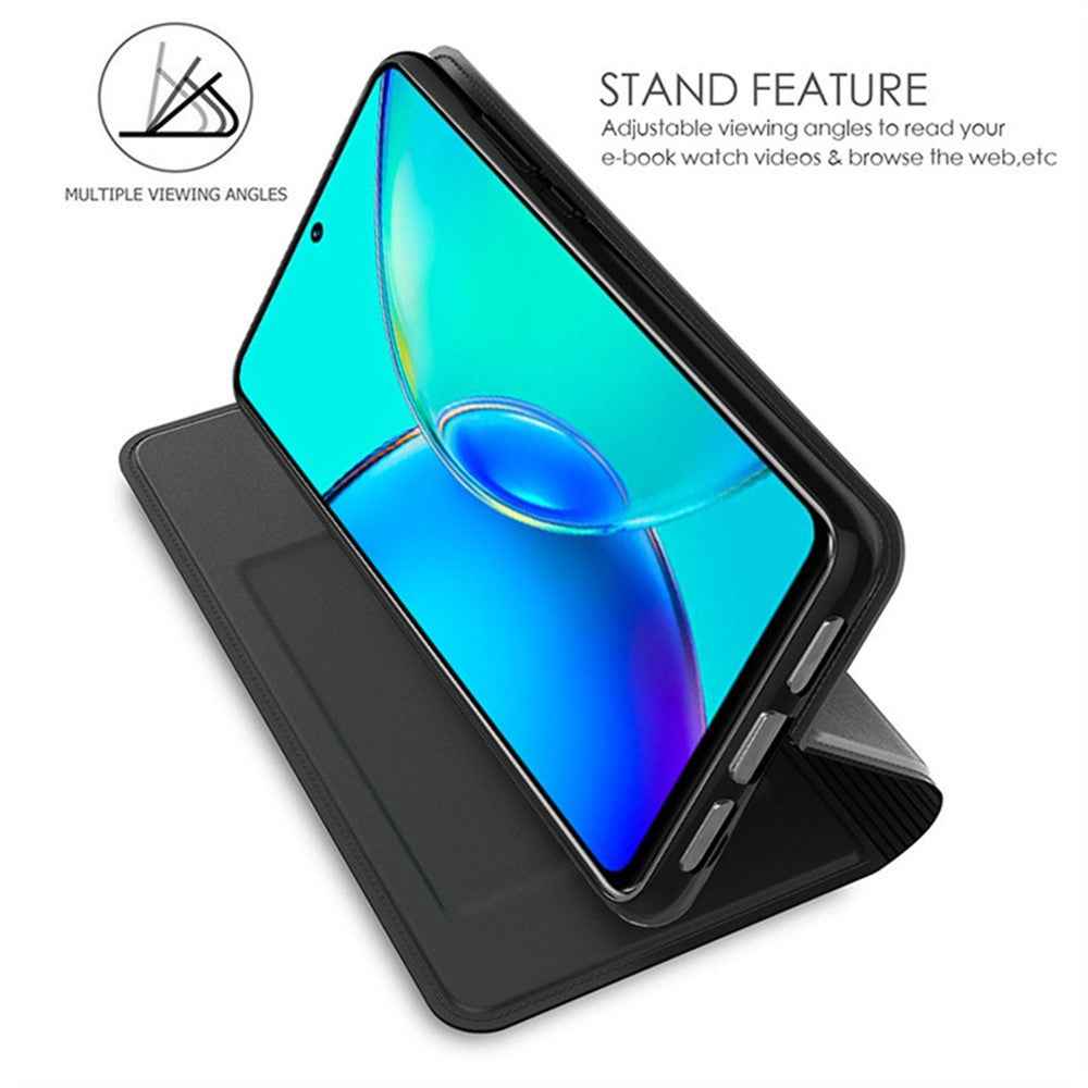 For vivo X300s 5G Case PU Leather Phone Cover with Card Holder Stand - Black