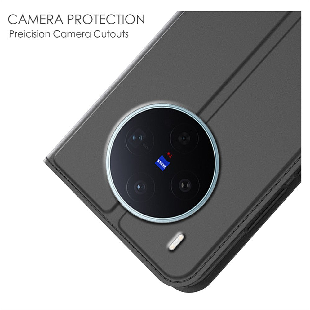 For vivo X300s 5G Case PU Leather Phone Cover with Card Holder Stand - Black