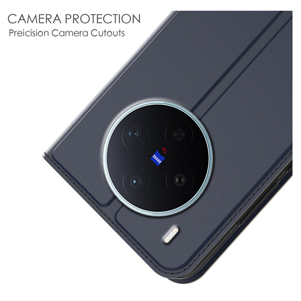 For vivo X300s 5G Case PU Leather Phone Cover with Card Holder Stand - Blue
