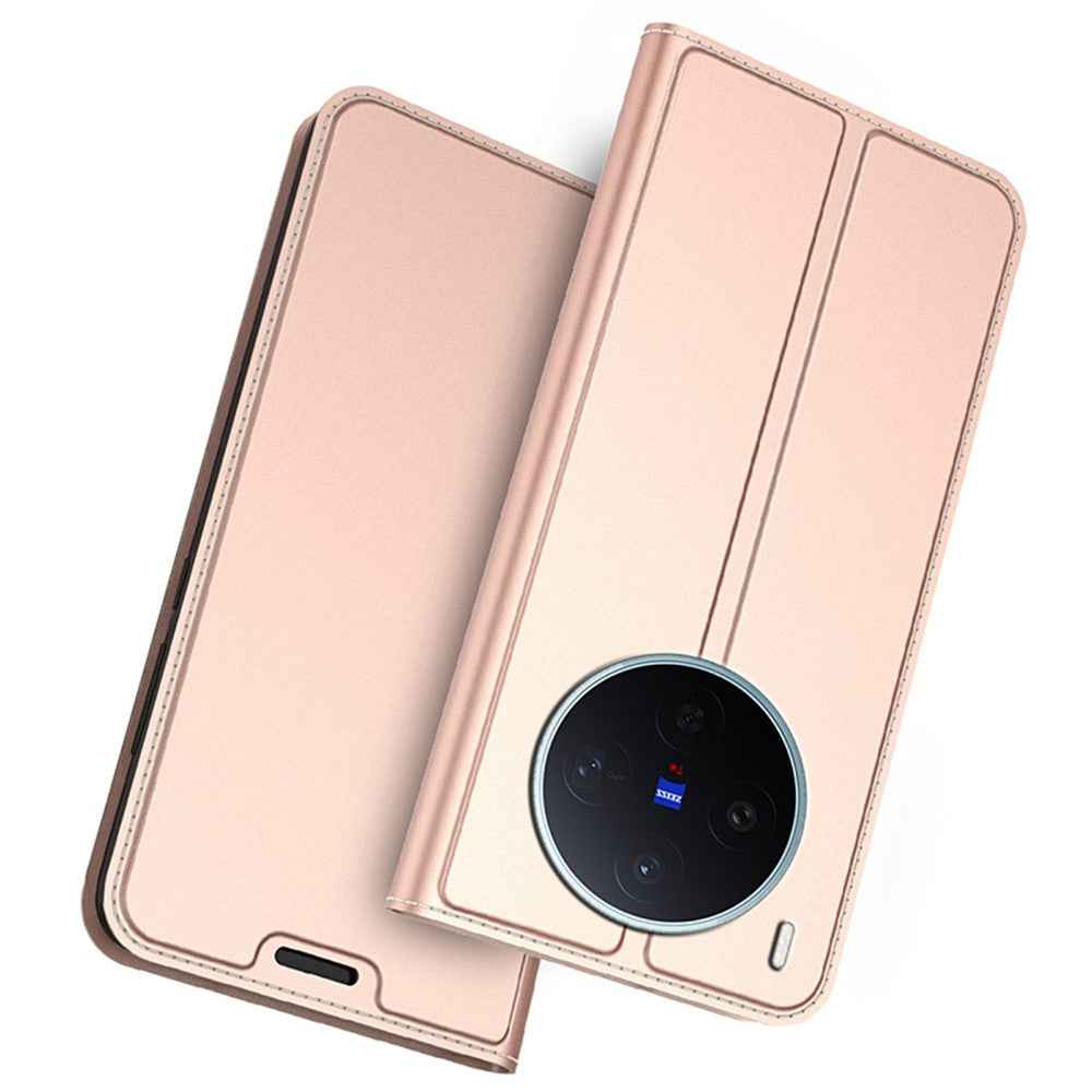 For vivo X300s 5G Case PU Leather Phone Cover with Card Holder Stand - Rose Gold