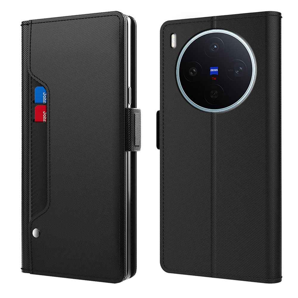 For vivo X300s 5G Case PU+TPU Magnetic Flip Phone Cover with Stand - Black