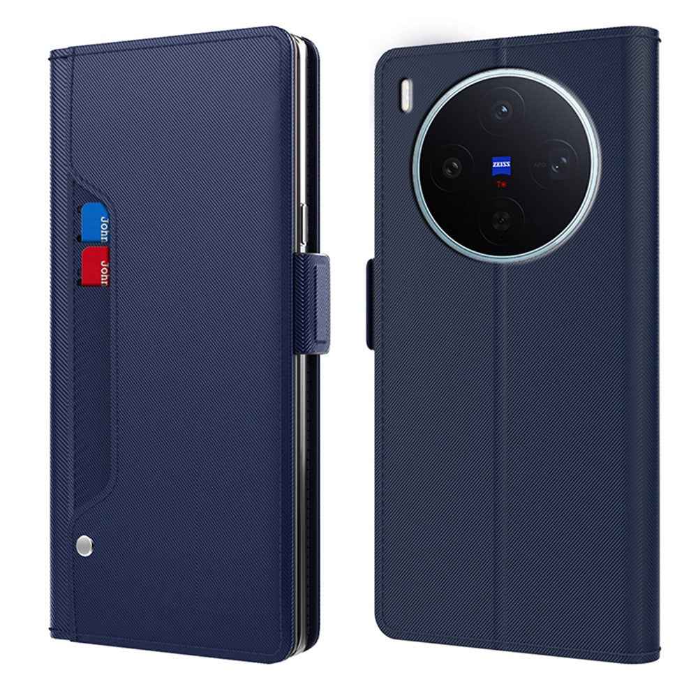For vivo X300s 5G Case PU+TPU Magnetic Flip Phone Cover with Stand - Blue