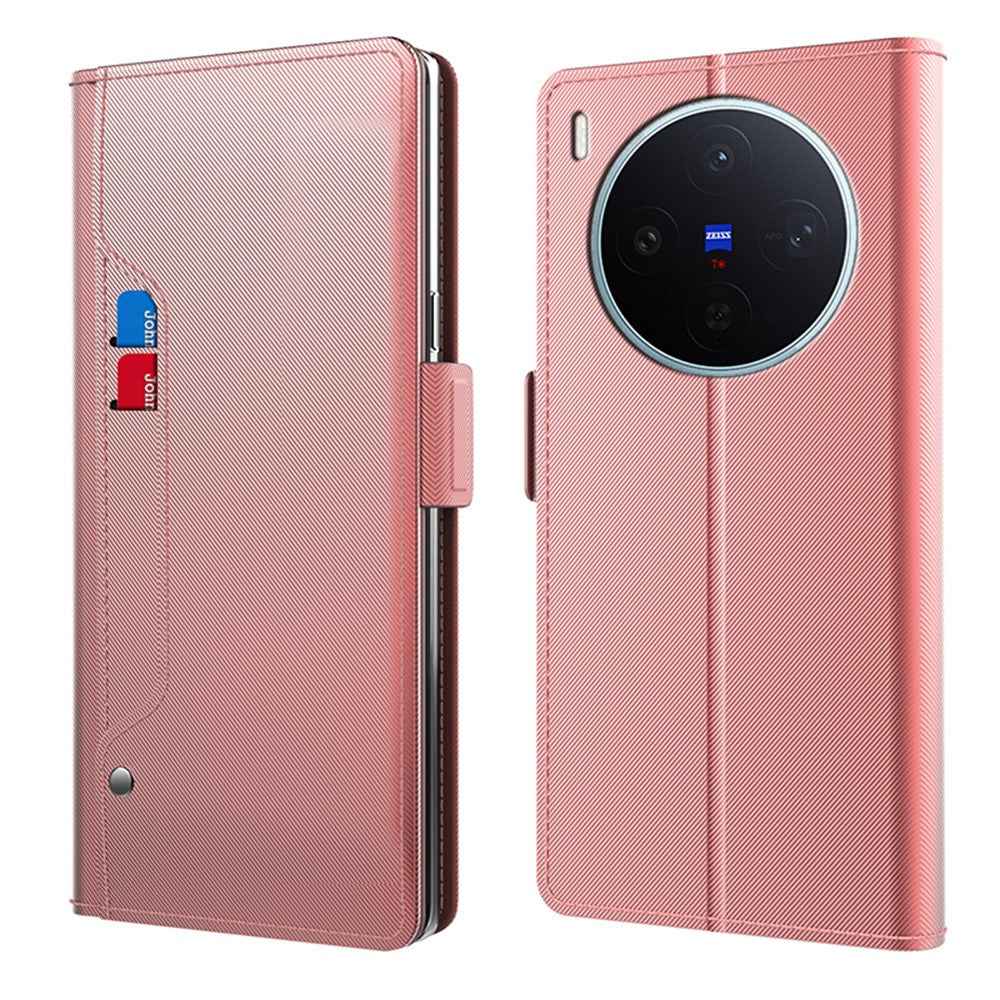 For vivo X300s 5G Case PU+TPU Magnetic Flip Phone Cover with Stand - Rose Gold