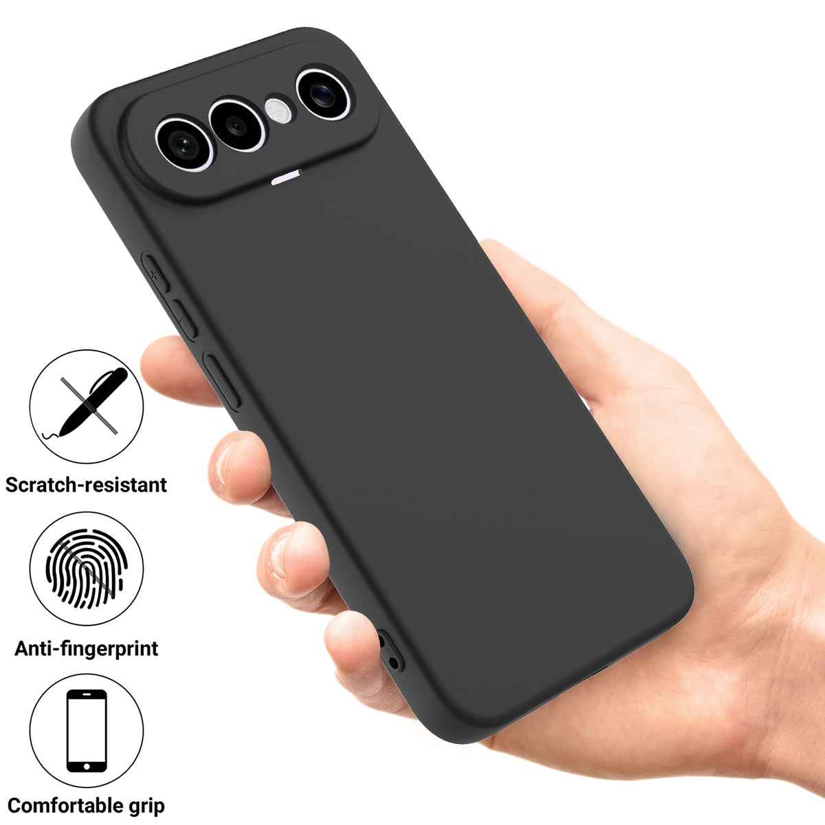 For vivo X300 FE 5G Liquid Silicone Case Phone Back Cover with Hand Strap - Black