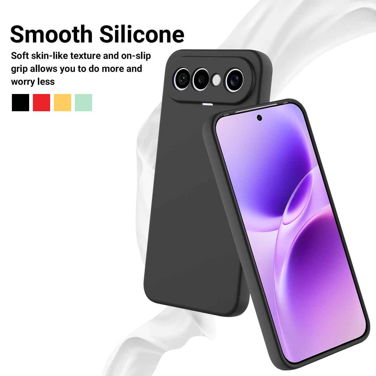 For vivo X300 FE 5G Liquid Silicone Case Phone Back Cover with Hand Strap - Black