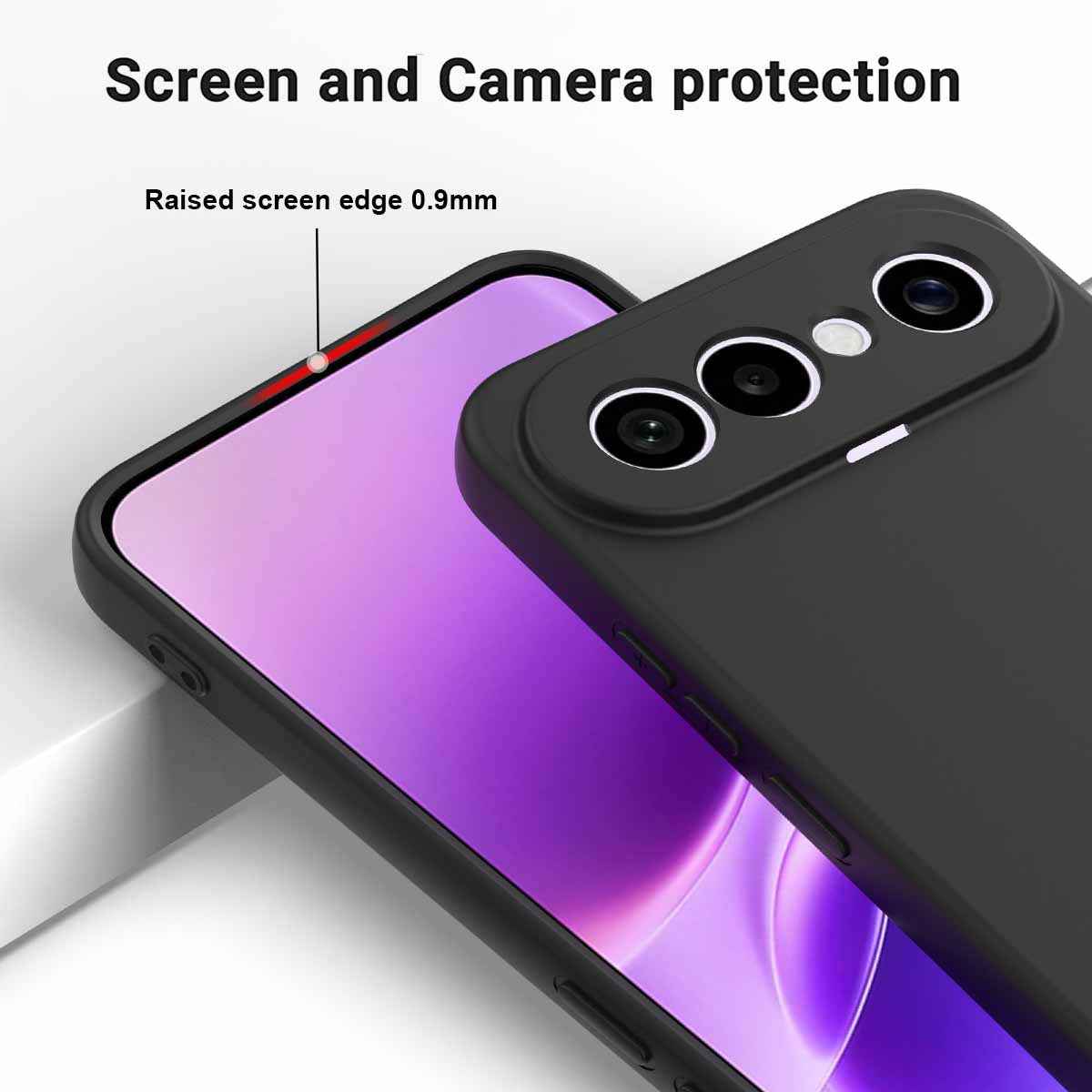 For vivo X300 FE 5G Liquid Silicone Case Phone Back Cover with Hand Strap - Black